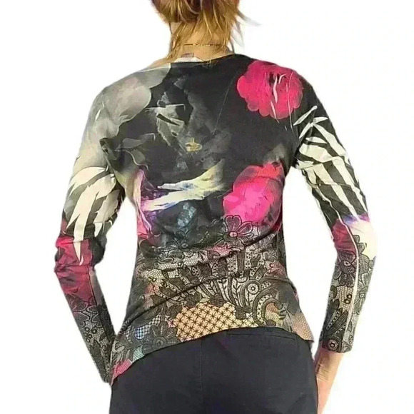 Christopher & Banks Punk Y2k Long Sleeve V-Neck Top - Picture 4 of 4